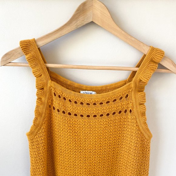 J CREW Ruffle Trim Sweater Tank | Gold | Mustard - Picture 8 of 12